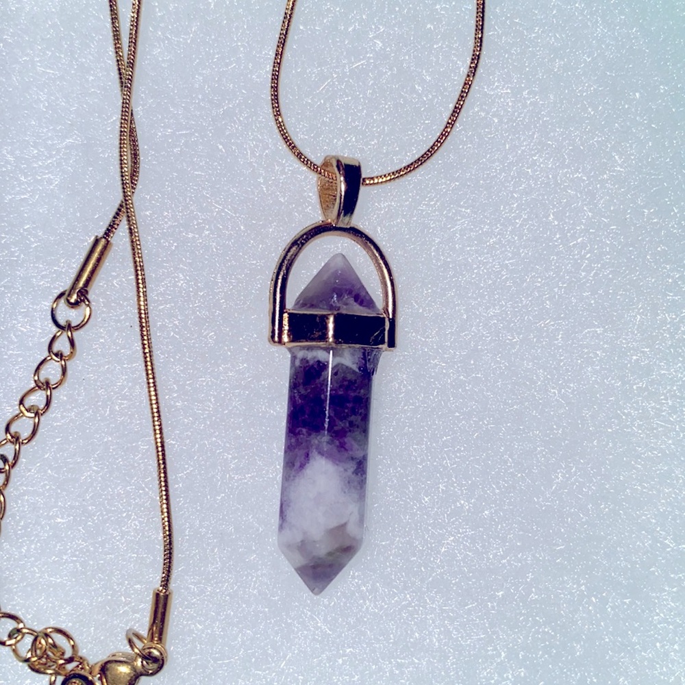 Amethyst natural crystal gold plated ste…